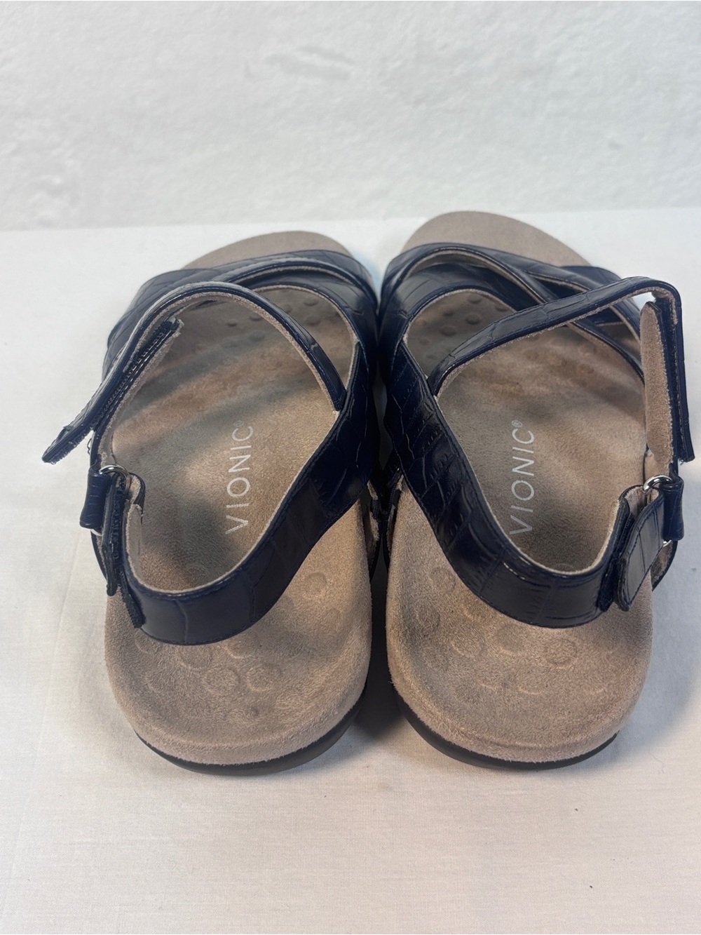 Vionic Mirabi Croco Embossed Adjustable Straps Sandals Navy Blue Sz 9 New - Picture 4 of 6